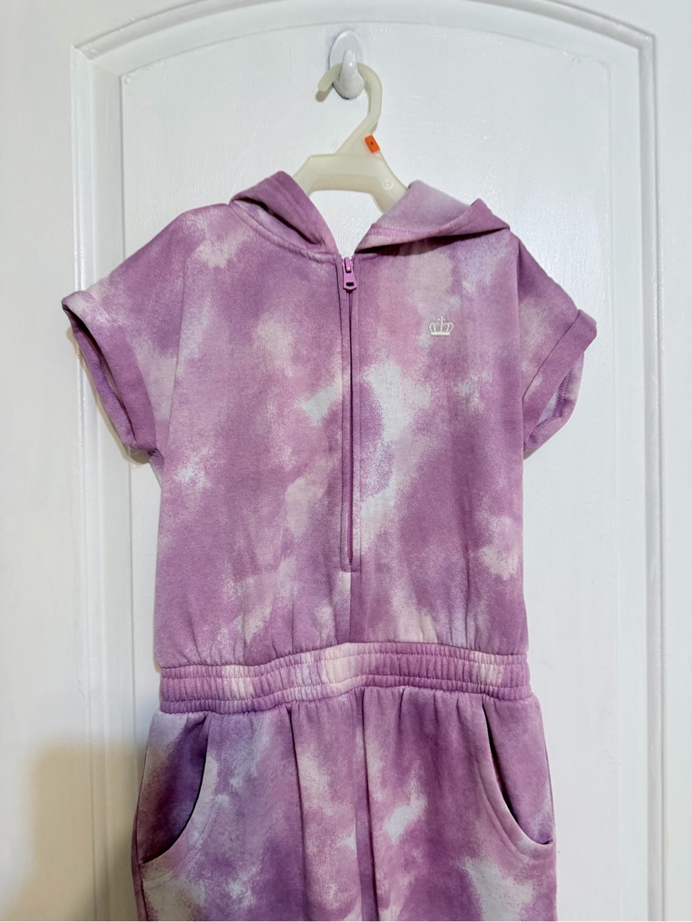 Girls Purple Tie-Dye jumpsuit- Soft Elastic Waist medium 10/12